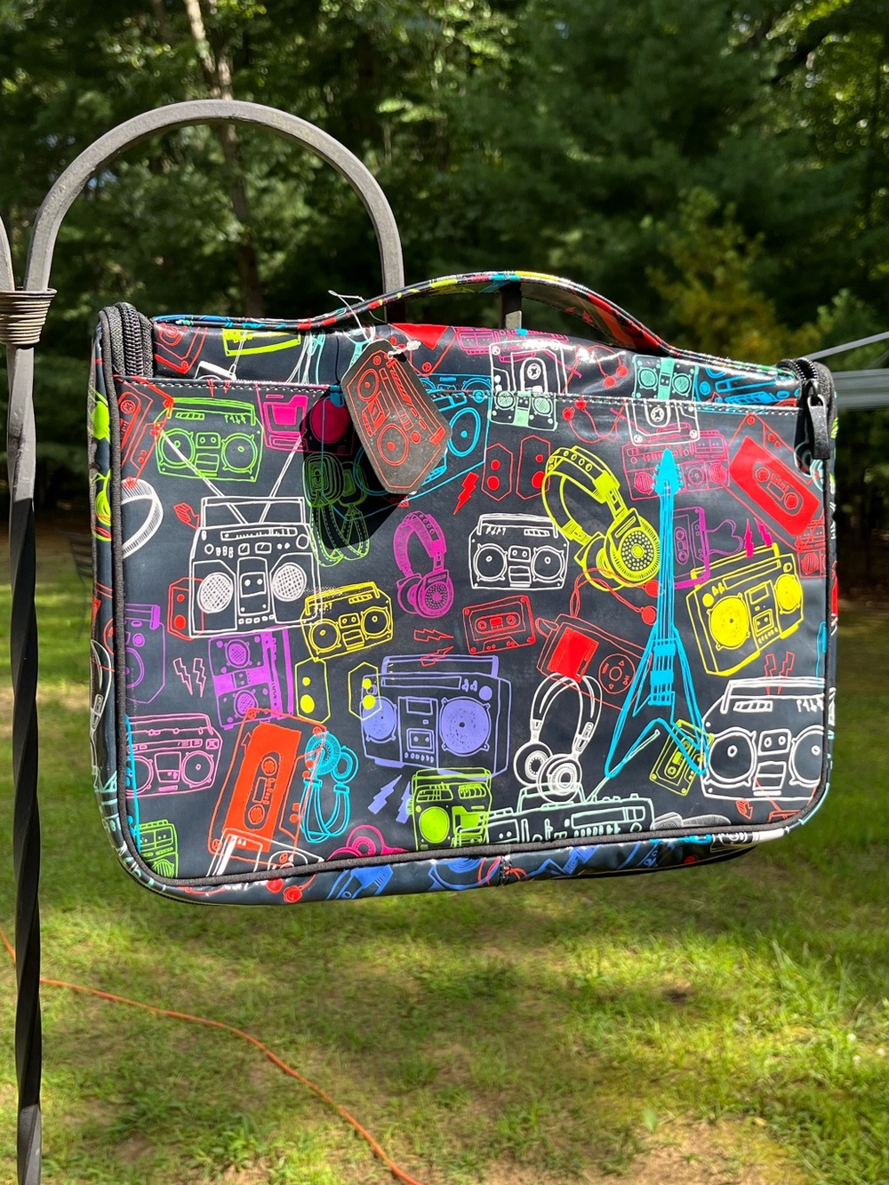 Y2K Paperchase Black Vinyl Laptop Tablet Tech Case Back To School Retro Boombox